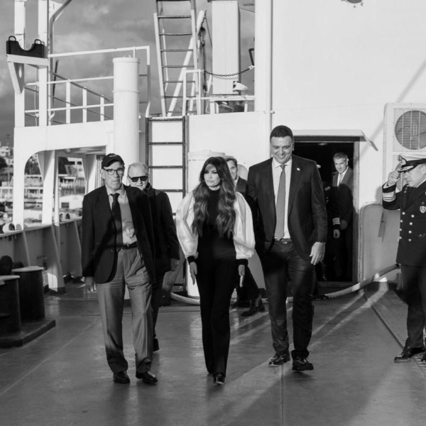 Visit of the U.S. Ambassador to Greece Kimberly Guilfoyle aboard the historic museum ship Hellas Liberty at the Port of Piraeus
