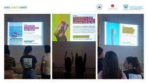 Το Δημαρχείο της Χίου φωτίστηκε με μηνύματα για το κλίμα με δράση του προγράμματος Chios Climate Chance